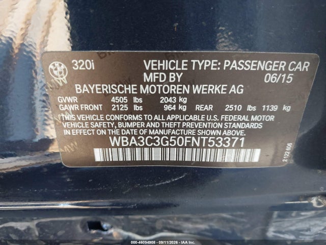 WBA3C3G50FNT53371 BMW 320i Xdrive