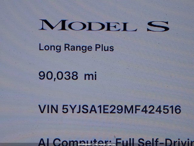 Продаж на аукціоні авто 2021 Tesla Model S Long Range Dual Motor All-wheel Drive/long Range Plus Dual Motor All-wheel Drive, vin: 5YJSA1E29MF424516, номер лоту: 46094937
