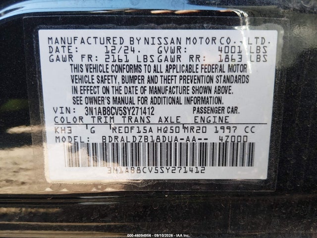 Nissan SENTRA SV 2025 3N1AB8CV5SY271412 Image 9