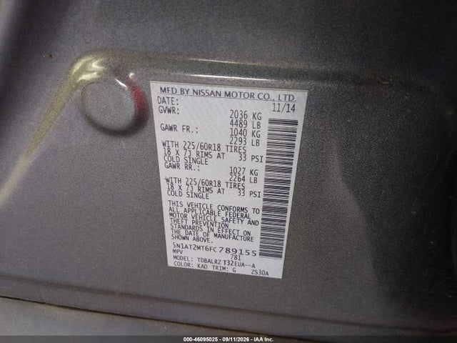 5N1AT2MT6FC789155 Nissan Rogue Sl