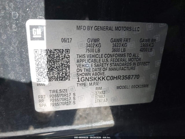 1GNSKKKC0HR358770 Chevrolet Suburban Commercial Fleet