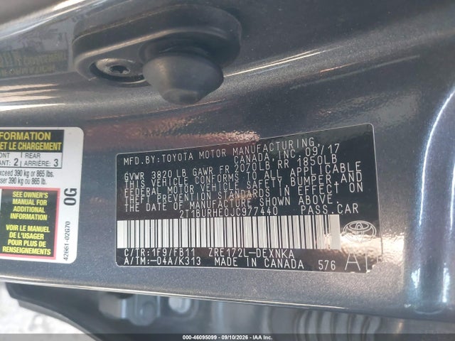 Toyota COROLLA LE 2018 2T1BURHE0JC977440 Image 9