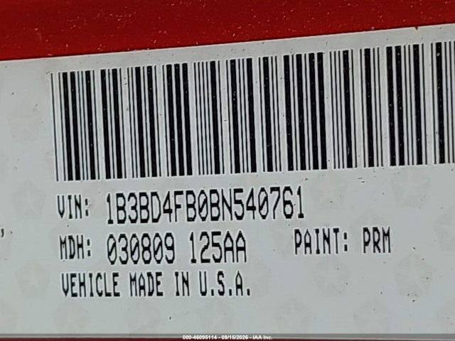 46095114 :رقم المزاد ، 1B3BD4FB0BN540761 vin ، 2011 Dodge Avenger Express مزاد بيع