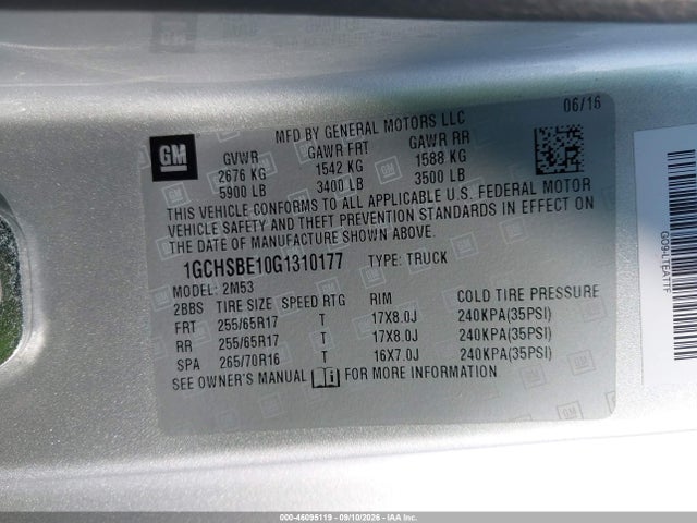 Chevrolet Colorado Wt 2016 1GCHSBE10G1310177 Image 9