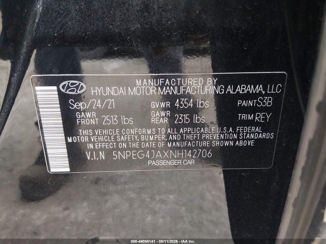 Продажа на аукционе авто 2022 Hyundai Sonata Se, vin: 5NPEG4JAXNH142706, номер лота: 46095141