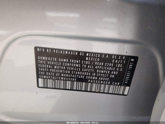Продаж на аукціоні авто 2012 Volkswagen Jetta Sportwagen 2.5l S, vin: 3VWKP7AJ1CM633366, номер лоту: 46095183