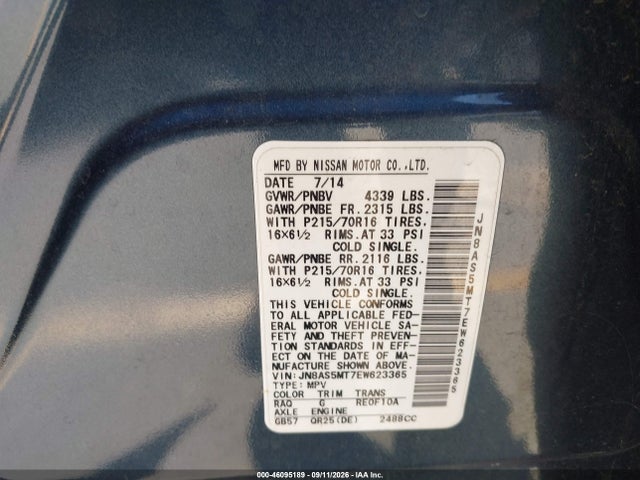 Nissan Rogue Select S 2014 JN8AS5MT7EW623365 Image 9