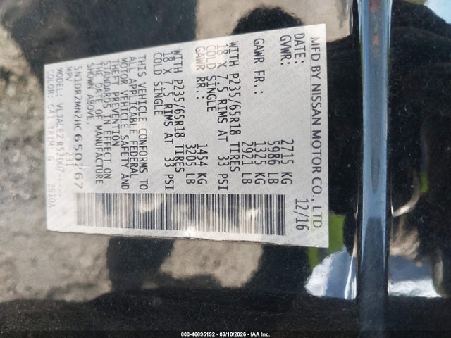 Aukcja sprzedaży 2017 Nissan Pathfinder Sv, vin: 5N1DR2MN2HC650267, numer aukcji: 46095192