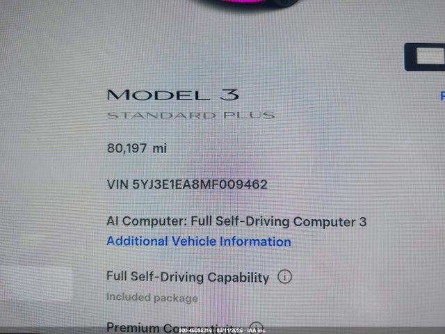 Tesla Model 3 Standard Range Plus Rear-wheel Drive 2021 5YJ3E1EA8MF009462 Image 16
