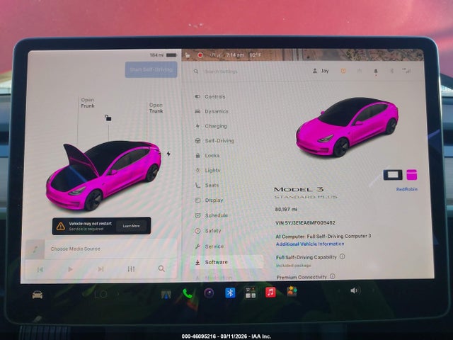 Tesla Model 3 Standard Range Plus Rear-wheel Drive 2021 5YJ3E1EA8MF009462 Image 7