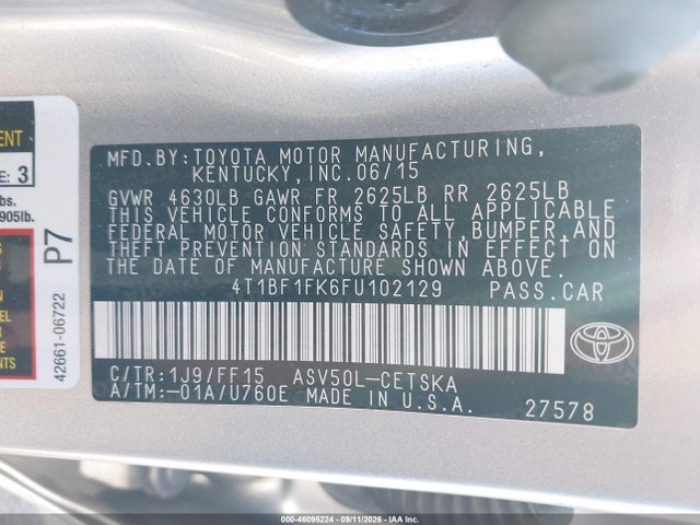 Toyota CAMRY SE 2015 4T1BF1FK6FU102129 Image 9