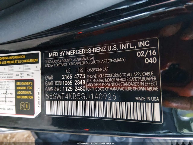 Aukcja sprzedaży 2016 Mercedes-benz C 300 Sport 4matic, vin: 55SWF4KB5GU140926, numer aukcji: 46095276