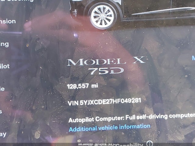 2017 Tesla Model X 100d/75d/90d მანქანა იყიდება აუქციონზე, vin: 5YJXCDE27HF049281, აუქციონის ნომერი: 46095293