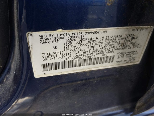 Продажа на аукционе авто 2003 Toyota Rav4, vin: JTEHH20V830198507, номер лота: 46095336