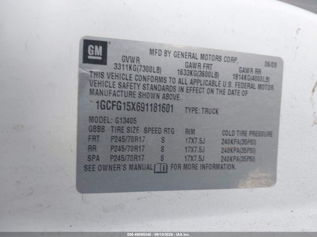 Продаж на аукціоні авто 2009 Chevrolet Express 1500 Work Van, vin: 1GCFG15X691181601, номер лоту: 46095340