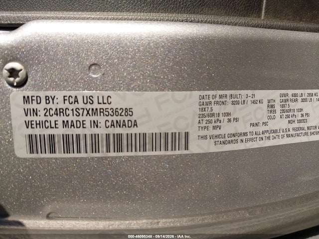 2C4RC1S7XMR536285 Chrysler Pacifica Hybrid Limited