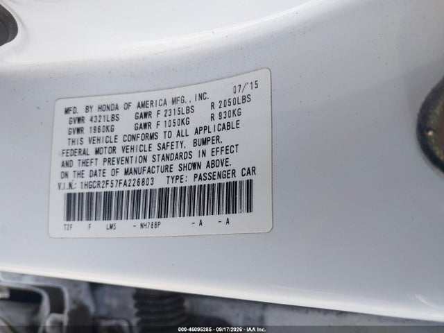 1HGCR2F57FA226803 Honda Accord Sport