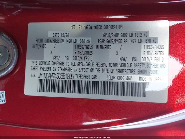 JM1NDAM74S0651805 Mazda Mx-5 Miata Rf Grand Touring