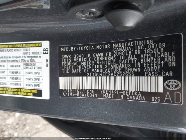 Продажа на аукционе авто 2010 Toyota Corolla Le, vin: 2T1BU4EE2AC252655, номер лота: 46095390