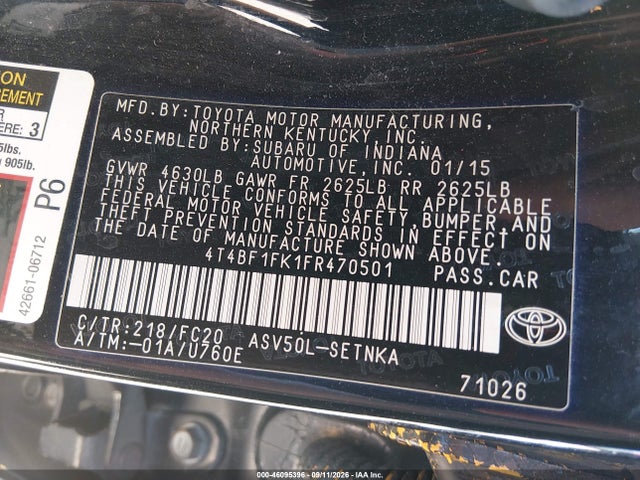 Toyota CAMRY LE 2015 4T4BF1FK1FR470501 Image 9