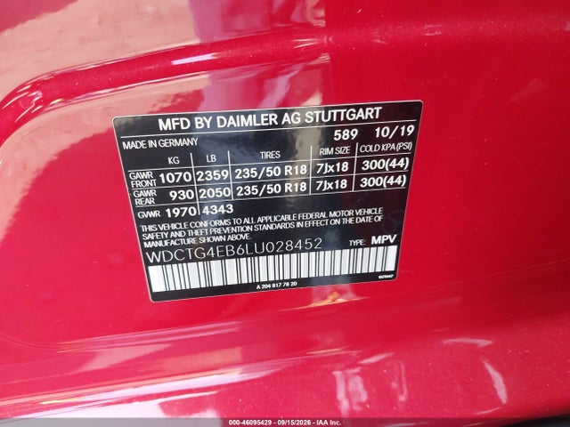 WDCTG4EB6LU028452 Mercedes-Benz GLA 250