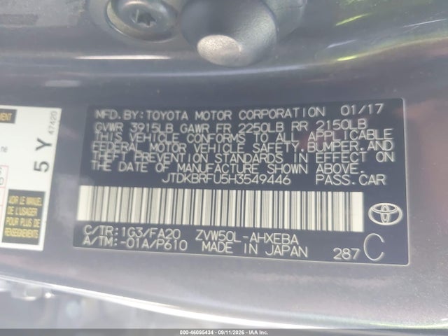 Toyota Prius Two 2017 JTDKBRFU5H3549446 Image 9