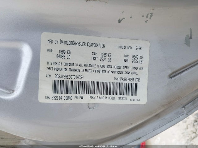 Aukcja sprzedaży 2006 Chrysler Pt Cruiser Touring, vin: 3C3JY55E36T314594, numer aukcji: 46095451