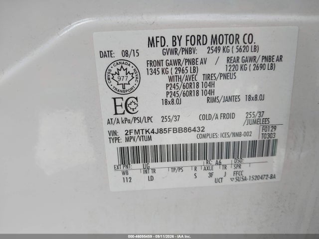 Ford EDGE SEL 2015 2FMTK4J85FBB86432 Image 9
