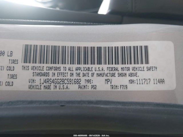 46095498 :رقم المزاد ، 1J4RS4GG2BC591682 vin ، 2011 Jeep Grand Cherokee Laredo مزاد بيع