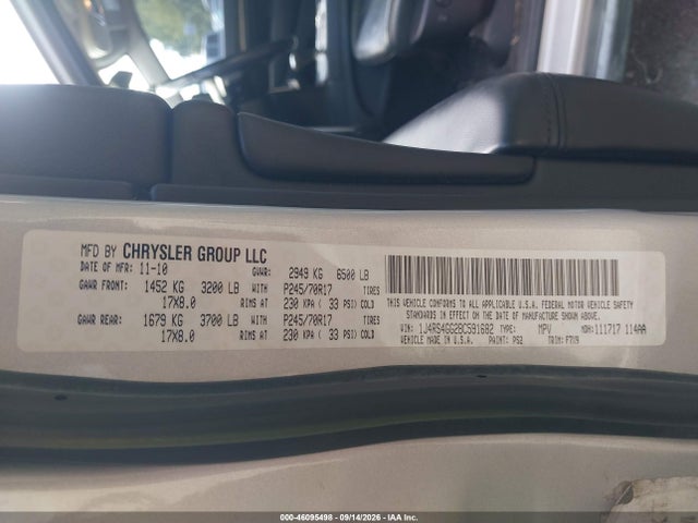 46095498 :رقم المزاد ، 1J4RS4GG2BC591682 vin ، 2011 Jeep Grand Cherokee Laredo مزاد بيع
