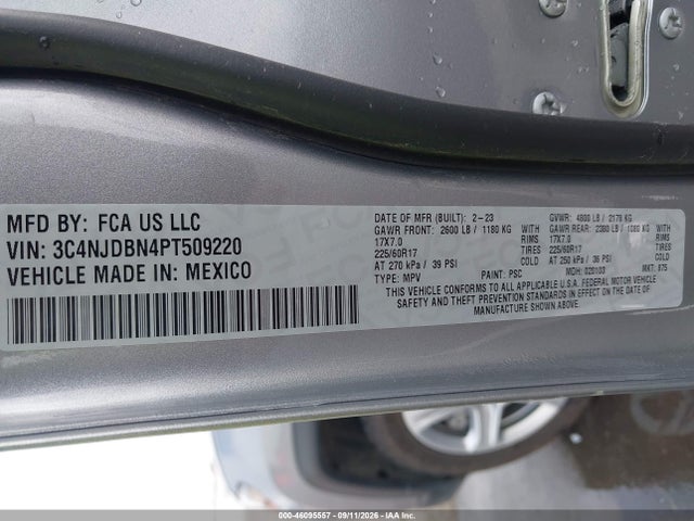 Продаж на аукціоні авто 2023 Jeep Compass Latitude 4x4, vin: 3C4NJDBN4PT509220, номер лоту: 46095557