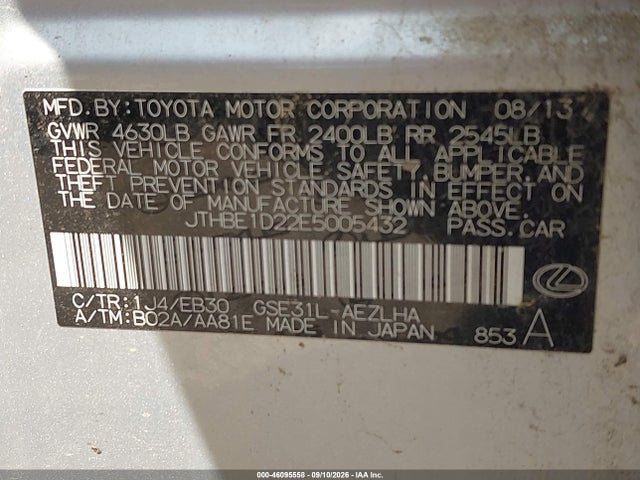 Lexus IS 350 2014 JTHBE1D22E5005432 Image 9