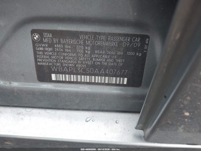 Продажа на аукционе авто 2010 Bmw 335i Xdrive, vin: WBAPL3C50AA407677, номер лота: 46095596