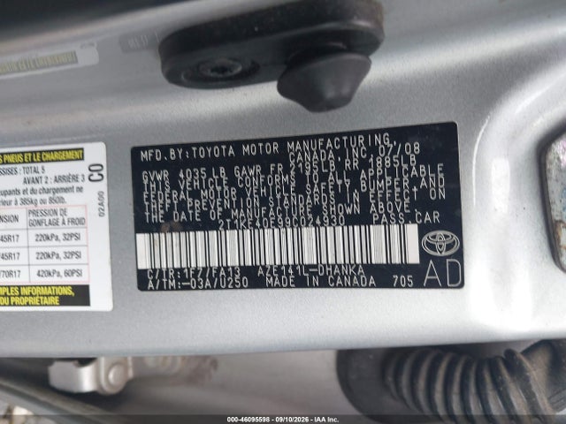 Aukcja sprzedaży 2009 Toyota Matrix S, vin: 2T1KE40E99C024930, numer aukcji: 46095598