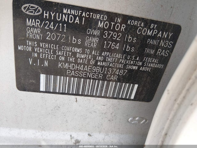 Продажа на аукционе авто 2011 Hyundai Elantra Gls (ulsan Plant), vin: KMHDH4AE9BU137487, номер лота: 46095605