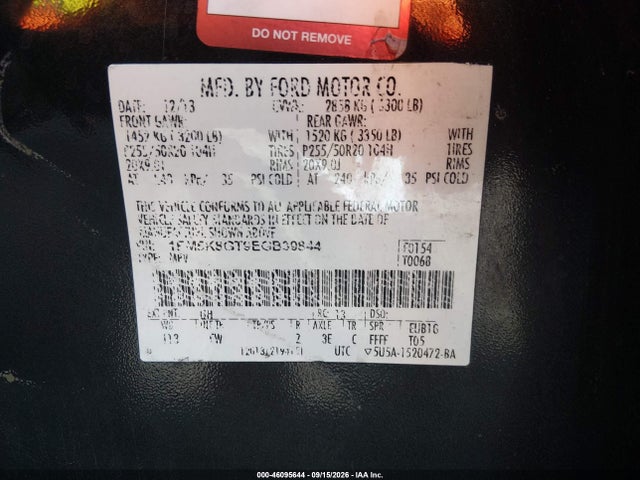Продаж на аукціоні авто 2014 Ford Explorer Sport, vin: 1FM5K8GT9EGB39844, номер лоту: 46095644