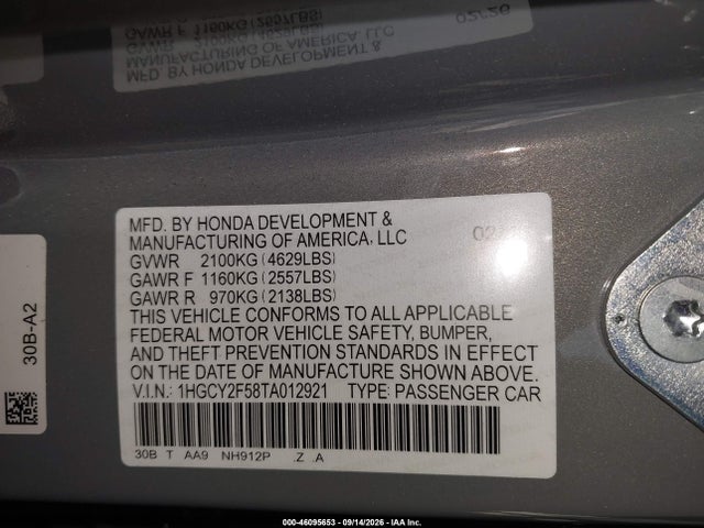Продажа на аукционе авто 2026 Honda Accord Hybrid Sport, vin: 1HGCY2F58TA012921, номер лота: 46095653