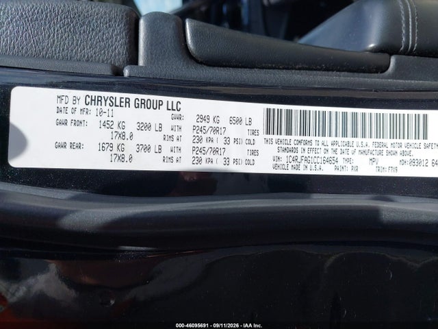Aukcja sprzedaży 2012 Jeep Grand Cherokee Laredo, vin: 1C4RJFAG1CC164654, numer aukcji: 46095691
