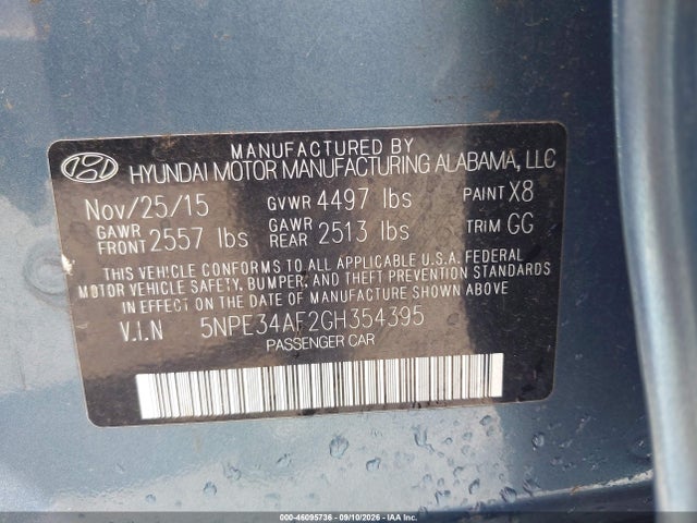 Продаж на аукціоні авто 2016 Hyundai Sonata Sport, vin: 5NPE34AF2GH354395, номер лоту: 46095736