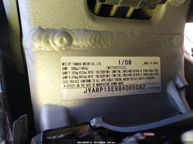 Auction sale of the 2008 Yamaha Fjr1300 A, vin: JYARP15E98A005082, lot number: 46095775