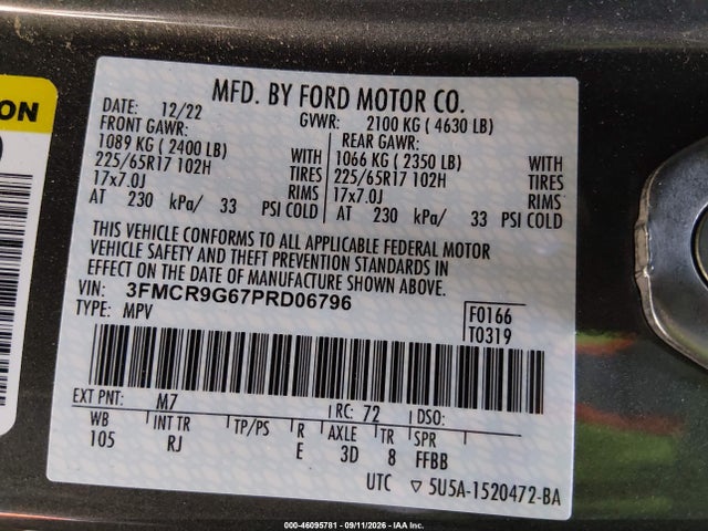 Ford Bronco Sport Heritage 2023 3FMCR9G67PRD06796 Image 9