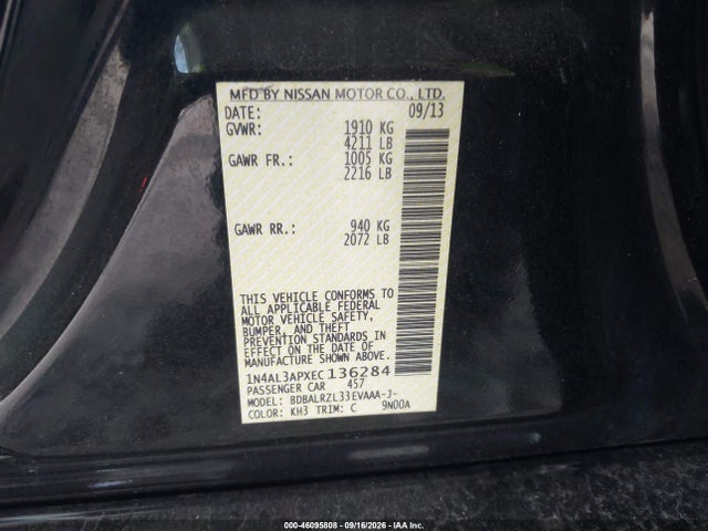 46095808 :رقم المزاد ، 1N4AL3APXEC136284 vin ، 2014 Nissan Altima 2.5 S مزاد بيع