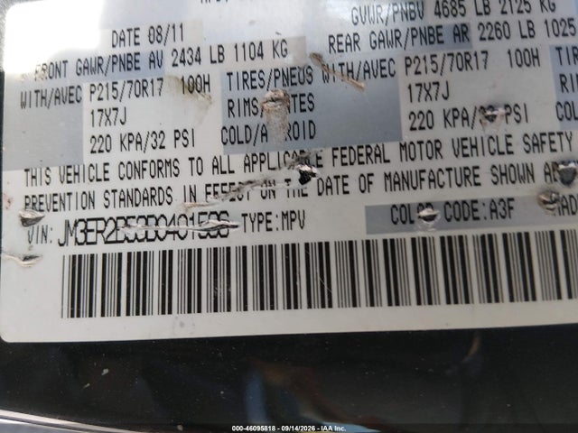 46095818 :رقم المزاد ، JM3ER2B53B0401536 vin ، 2011 Mazda Cx-7 I Sport مزاد بيع