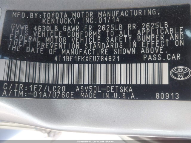 2014 Toyota Camry Se მანქანა იყიდება აუქციონზე, vin: 4T1BF1FKXEU784821, აუქციონის ნომერი: 46095860