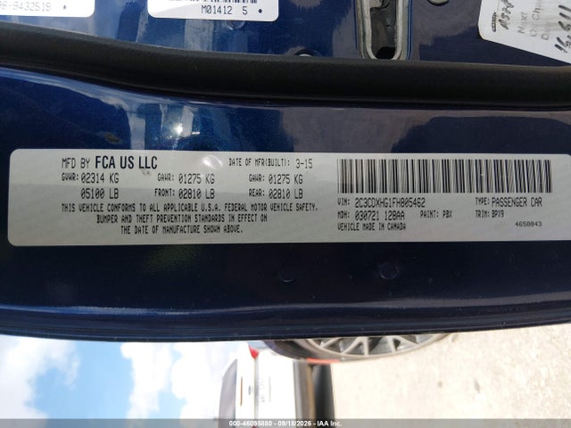 46095880 :رقم المزاد ، 2C3CDXHG1FH805462 vin ، 2015 Dodge Charger Sxt مزاد بيع
