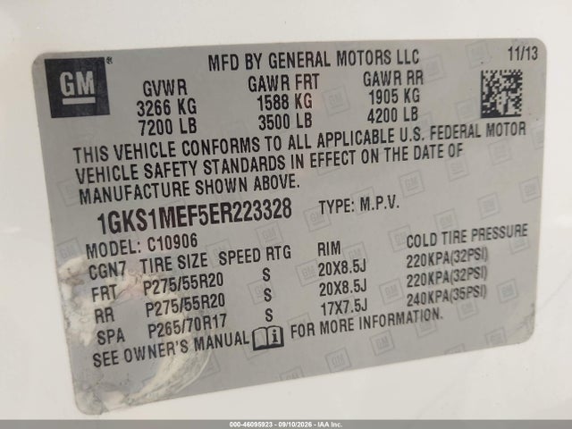 Продажа на аукционе авто 2014 Gmc Yukon Xl 1500 Denali, vin: 1GKS1MEF5ER223328, номер лота: 46095923