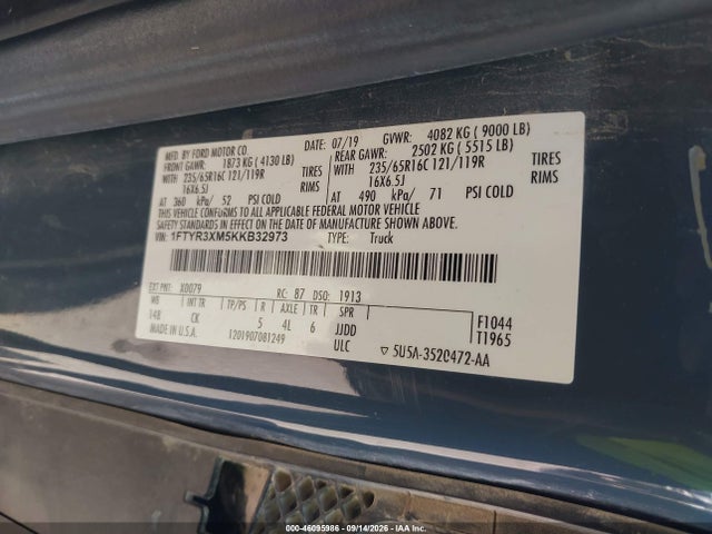 1FTYR3XM5KKB32973 Ford Transit-250