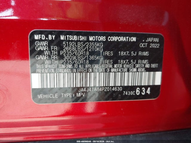 Продаж на аукціоні авто 2023 Mitsubishi Outlander Es 2.5 S-awc, vin: JA4J4TA84PZ014630, номер лоту: 46096046