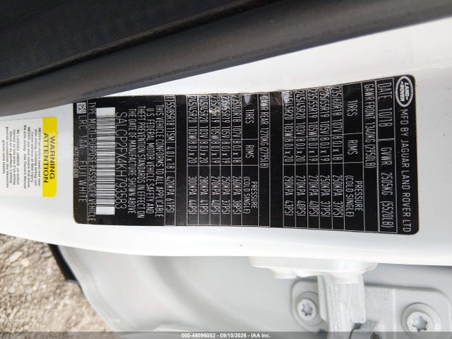 Aukcja sprzedaży 2019 Land Rover Discovery Sport Se, vin: SALCP2FX4KH793583, numer aukcji: 46096052