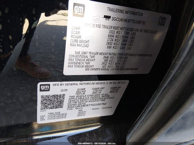 3GCUKHE87TG199752 Chevrolet Silverado 1500 4wd Short Bed Zr2